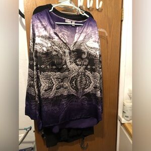 Chico's Purple and Black Paisley Blouse